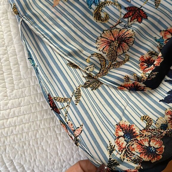 Fig and Flower Blouse Stripes Floral 3/4 Sleeve Button Front Size 2X - Picture 5 of 12